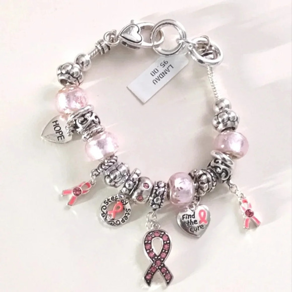 Breast Cancer Awareness Silver Charm Bracelet - Picture 2 of 4